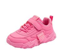 Toutes les saisons Chaussures de sport Fille Semelle plate Semelle épaisse Antidérapant Léger Laçage Boucle Crochet Couleur Unie Confortable Décontractée Chaussures d'intérieur Enfants 28, Rose, 28.5