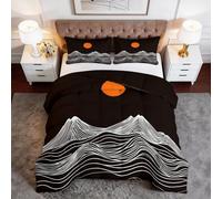 Toutes Saisons Couette 140 x 200 cm Abstrait Paysage Chaîne De Montagnes Couette matelassée Luxueuse et Douce en Duvet et Plumes, Respirante Lavable en Machine, Hypoallergenique, Good Sleep Noir