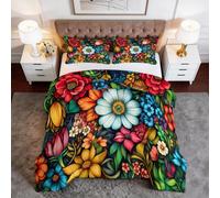 Toutes Saisons Couette 140 x 200 cm Jungle Vitalité Fleurs Hibiscus Couette matelassée Luxueuse et Douce en Duvet et Plumes, Respirante Lavable en Machine, Hypoallergenique, Good Sleep Couleur