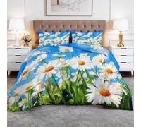 Toutes Saisons Couette 140 x 200 cm Nature Fleurs Célestes Marguerites Couette matelassée Luxueuse et Douce en Duvet et Plumes, Respirante Lavable en Machine, Hypoallergenique, Good Sleep Bleu