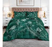 Toutes Saisons Couette 140 x 200 cm Sciences Abstraites Plantes Couette matelassée Luxueuse et Douce en Duvet et Plumes, Respirante Lavable en Machine, Hypoallergenique, Good Sleep Vert Foncé