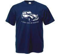 TOUTISHIRT T-Shirt 2CV 4 Roues sous Un Parapluie - Deudeuche Vintage