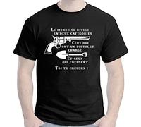 TOUTISHIRT T-Shirt Le Monde se divise en Deux catégories - Le Bon, la Brute et Le Truand - Humour Western (2XL)