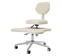 TouTToNG Chaise de méditation avec pieds croisés - Chaise de bureau ergonomique avec roues à 360° - Hauteur réglable - Pour la maison et le bureau - Charge maximale : 130 kg - Blanc