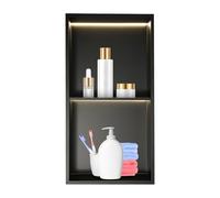 TouTToNG Niche de douche murale en acier inoxydable - Étagère intégrée à 2/3 étages avec lumière LED/RVB - Rangement pour rangement dans la salle de bain, le salon, le balcon - Noir (lumière LED, 30 x