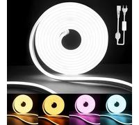 TOUYAKO Bande néon LED. 230V, lumière blanche 20M, extérieur étanche/flexible bricolage pour décoration de fête intérieure/LED extérieure, avec adaptateur secteur + contrôleur
