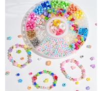 TOVABA Kit de Perles pour Bracelet DIY, Kit Créatif Complet avec Perles Multicolores, Lettres, Charms et Accessoires pour Personnaliser Vos Bracelets et Créer des Accessoires Uniques