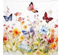 Tovagliolo 33x33 Carta Decorato Butterflies In Field White