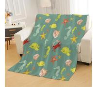 Tovast 3D Couverture Animaux Marins 130x150cm Microfibre Flanelle Douce et Chaude Polaire Plaid Couverture Cartoon Blanket Lumière pour Lit Canapé La Chambre Coucher Voyages(Image 21-2)