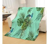 Tovast 3D Couverture Paon 150x200cm Microfibre Flanelle Douce et Chaude Polaire Plaid Couverture Végétal Blanket Lumière pour Lit Canapé La Chambre Coucher Voyages(Image 24-2)