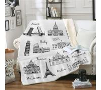 Tovast 3D Couverture Tour Eiffel 130x150cm Microfibre Douce et Chaude Polaire Plaid Couverture Sherpa Big Ben Blanket Lumière pour Lit Canapé La Chambre Coucher Voyages(Image 21-16)