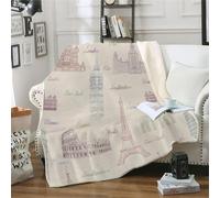 Tovast 3D Couverture Tour Eiffel 150x200cm Microfibre Douce et Chaude Polaire Plaid Couverture Sherpa Big Ben Blanket Lumière pour Lit Canapé La Chambre Coucher Voyages(Image 20-11)