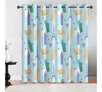 Tovast 3D Tour Eiffel Rideau Occultant Thermique Isolant Anti Froid et Chaleur L 140 x H 300cm 2 Pièces Big Ben Rideau avec œIllets Anti UV Convient pour Le Salon et la Chambre(Image10-17)