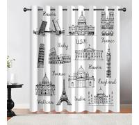 Tovast 3D Tour Eiffel Rideau Occultant Thermique Lsolant Anti Froid et Chaleur L 117 x H 183cm 2 Pièces Big Ben Rideau avec œIllets Anti UV Convient pour Le Salon et la Chambre(Image2-14)