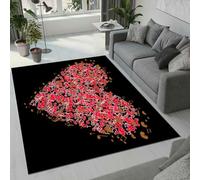 Tovast Tapis Amour Salon Chambre 100x200 cm Duveteux Doux Confort Tapis Thème Romantique 3D Lavable Antidérapant Poil Ras Moquette pour Chevet Couloir Intérieur et Extérieur Rug Décorer(Image 1-12)