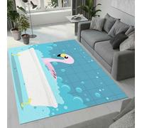 Tovast Tapis Flamants Salon Chambre 100x150 cm Duveteux Doux Confort Tapis Animal 3D Lavable Antidérapant Poil Ras Moquette pour Chevet Couloir Intérieur et Extérieur Rug Décorer(Image 1-13)