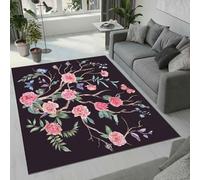 Tovast Tapis Fleur Salon Chambre 100x150 cm Duveteux Doux Confort Tapis Végétal 3D Lavable Antidérapant Poil Ras Moquette pour Chevet Couloir Intérieur et Extérieur Rug Décorer(Image 2-5)