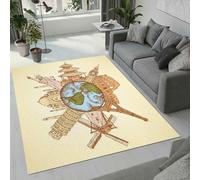 Tovast Tapis Terre Salon Chambre 120x160 cm Duveteux Doux Confort Tapis Architecture 3D Lavable Antidérapant Poil Ras Moquette pour Chevet Couloir Intérieur et Extérieur Rug Décorer(Image 10-19)