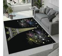 Tovast Tapis Tour Eiffel Salon Chambre 100x150 cm Duveteux Doux Confort Tapis Art 3D Lavable Antidérapant Poil Ras Moquette pour Chevet Couloir Intérieur et Extérieur Rug Décorer(Image 6-9)