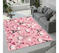 Tovast Tapis Tour Eiffel Salon Chambre 100x200 cm Duveteux Doux Confort Tapis Thème Romantique 3D Lavable Antidérapant Poil Ras Moquette pour Chevet Couloir Intérieur et Extérieur Rug Décorer(6-1)