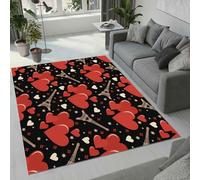 Tovast Tapis Tour Eiffel Salon Chambre 120x160 cm Duveteux Doux Confort Tapis Thème Romantique 3D Lavable Antidérapant Poil Ras Moquette pour Chevet Couloir Intérieur et Extérieur Rug Décorer(5-20)
