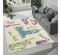 Tovast Tapis Tour Eiffel Salon Chambre 60x110 cm Duveteux Doux Confort Tapis Big Ben 3D Lavable Antidérapant Poil Ras Moquette pour Chevet Couloir Intérieur et Extérieur Rug Décorer(Image 9-4)
