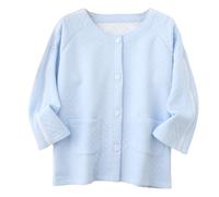 TOVCHEI Chemises Post-Chirurgie De L'Épaule pour Hommes Femmes Tear Away Hauts À Manches Longues Chimio Port Vêtements Adaptés Pyjama Patient,Women Blue,XXL