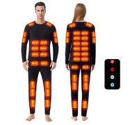 TOVCHEI Ensemble De sous-Vêtements Chauffants avec Télécommande, Haut Thermique Chauffant Intégral Et Caleçons Longs, pour Sports De Plein Air, Unisexe,Noir,4XL