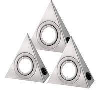 TOVE KNIGHTY Sous la Lumière du Cabinet LED,Blanc Chaud 3000K,3PCS-230V,Lampe de cuisine avec interrupteur 2W,Lampe de cuisine triangulaire en acier inoxydable