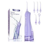 TOVENDOR Hydropulseur électrique rechargeable sans fil IPX7 étanche 300 ml avec 5 embouts pour le nettoyage des dents des dents, le nettoyage des gencives, le bureau à domicile et un usage quotidien