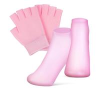 TOVINANNA 1 ensemble Gants et Chaussettes Hydratants Gel Gants à Doigts Découpés et Chaussettes Spa Pour Mains et Secs Confort Optimal et Hydratation Profonde