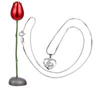 TOVINANNA 1 ensemble Pendentif Forme de Cœur avec Fleur Éternelle Pratique pour Saint Valentin Ensemble Unique et Élégant pour Femmes