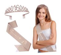 TOVINANNA 1 Ensemble Sangle couronne bandeau Ceinture accessoires Fille décor bandeau joyeux anniversaire seize chapeau d'anniversaire Bandeau couronne pour femme alliage