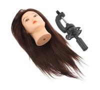 TOVINANNA 1 Ensemble Tête Mannequin Coiffure Cheveux Naturels pour Coiffeurs Modèle Entraînement avec Support et Maquillage pour Pratique de Complexes et Élégantes