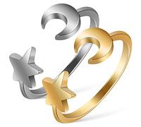 TOVINANNA 1 Jeu Anneaux Décoratifs Étoile Et Ouverts De Ajustables Pour Femme Personnalisés 2 Pièces