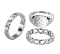 TOVINANNA 1 Jeu Ensemble D'anneaux D'ours Anneau De Déclaration Bagues De Dessin Animé Pour Femmes Les Adolescentes Portent Des Bagues Petits Anneaux Bijoux À La Mode Alliage 3 Pièces