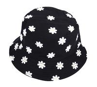 TOVINANNA 1 Pièce Chapeau De Pêcheur à Imprimé Fleur Bob Brodé Chapeau De Seau De Marguerite Chapeau De Soleil Femme Chapeaux Seau Femmes Plage Bob Réversible Coton Black