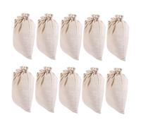 TOVINANNA 10 pièces Sachets à Épices Réutilisables Lin Naturel avec Cordon Filtres pour Infusion de Thé Soupes et Bouillons Fermeture Pratique et Écologique Beige