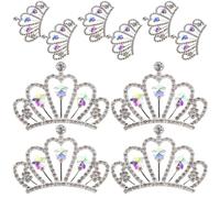 TOVINANNA 10pièces Breloques Forme de Couronne Mini Tiaras Décoratifs Embellissements Strass pour Loisirs Créatifs Bijoux de Cheveux et Décorations de Fête