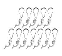 TOVINANNA 12 pièces Lot de Crochets Rideaux Décoratifs Sirène Anneaux Suspendus Lavables pour Salle de Bain et Maison Accessoires Pratiques pour Rideaux de Design Océan Simple et Élégant