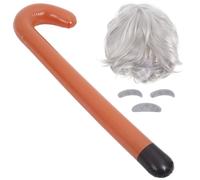 TOVINANNA 1ensemble Costume Halloween Perruque Vintage Barbe Et Canne Gonflable Pour Cosplay De Professeur Ancien Accessoires Complet Pour Fête Et Événements Spéciaux