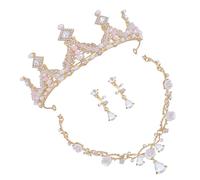 TOVINANNA 1ensemble Couronne Anniversaire Pour Petite Fille Avec Bandeau Collier Rhinestones Et Boucles Oreilles Pour Fêtes Et Spectacles