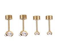 TOVINANNA 2 paires Boucles Oreilles Zircon pour Femmes Ensemble de Élégantes Inoxydable avec Design à Quatre Griffes Accessoires pour Oreilles Résistantes et Durables