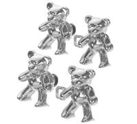 TOVINANNA 2 paires Boutons Jeans Ajustables Ours Clips Sans Couture Resserrement Pantalon Réutilisable Accessoire Métallique Argenté Style Chic et Pratique