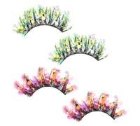 TOVINANNA 2 Paires de Faux Cils Pailletés : Faux Cils Colorés 3d avec Paillettes Et Strass, Cils Spectaculaires pour Fête, Maquillage de Scène, Halloween, Cosplay