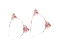 TOVINANNA 2 Pièces Bandeau Accessoires De Pour Femmes Bandes De Cheveux D'oreille De Chat Casque En Strass -tête Oreille De Chat Bande-oreille Animale Or Rose Métal