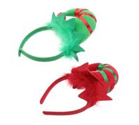 TOVINANNA 2 Pièces Bandeau Noël Cerceau Cheveux avec Cornes Rouge et Vert Accessoires Festifs pour Filles et Femmes et Confortable pour Fête et Carnaval