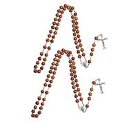 TOVINANNA 2 Pièces bijoux amulette bracelet croix longue chaîne chrétienne pendentif de cou perlé Collier du chapelet bracelet chrétien croix longue chaîne collier de jésus Alliage