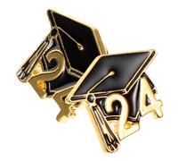 TOVINANNA 2 Pièces broche chapeau de docteur faire la fête épinglette de remise des diplômes petit diplômé noir clé broche de chapeau de graduation épingle à alliage