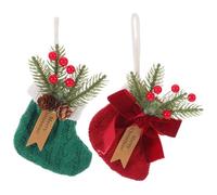 TOVINANNA 2 Pièces Décoration de Noël avec Chaussettes Tricotées Élégantes en Polyester, Bottes de Noël Faciles à Suspendre pour Ornements et Présents Festifs d'hiver
